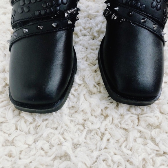 Kelsi Dagger Studded Metallic Faux Fur Ankle Black Leather Boot Women Sizes NWOB - Picture 9 of 14